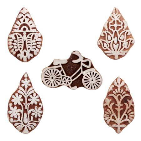 Set of 5 Piece New Mix Wooden Printing Blocks